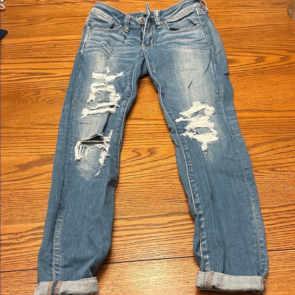 Stylish Blue Distressed Women Jeans/8